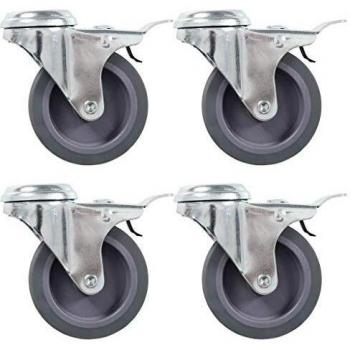 Double Brake Swivel Casters, 75 mm bolt hole, 4 units, vidaXL