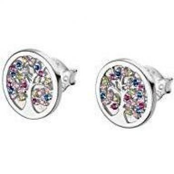 Pendientes Lotus Silver Mujer Árbol de la Vida Circonitas de Color