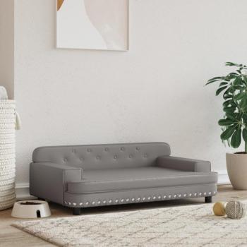 Lit pour chien en similicuir gris 90x53x30 cm