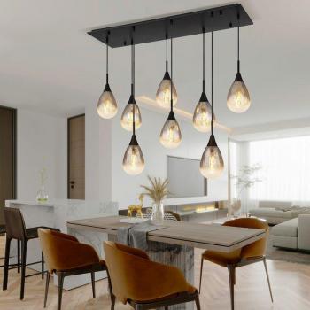 8-flammige Metall-Pendellampe mit Tropfen-Design