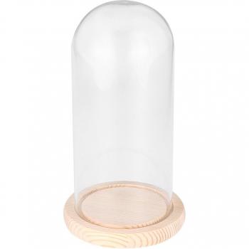 Anti-Dust Glass Dome with Wooden Base for Valentine's Gifts