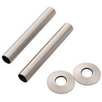 Industrial Radiator Pipe Shield, Brushed Nickel, 130 × 18 mm