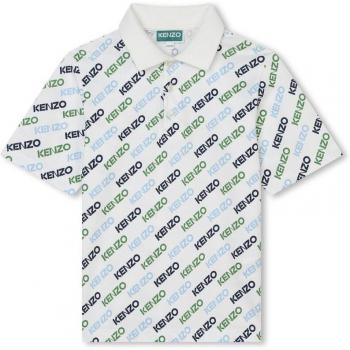Polo enfant Kenzo imprimé logo entier garçon 12A blanc
