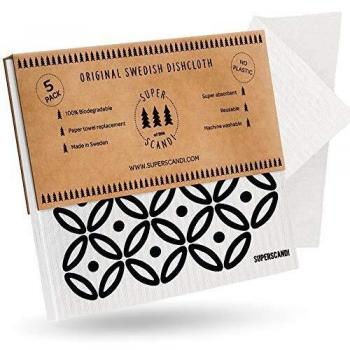 Chiffons Suédois Supersandi Artdeco en Cellulose biodégradable Noir sur Blanc