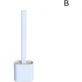 Cepillo de silicona para inodoro con soporte, cabezal plano y cerdas suaves