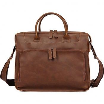 Unisex Vintage Leather Briefcase for Documents and 14 Inch Laptop