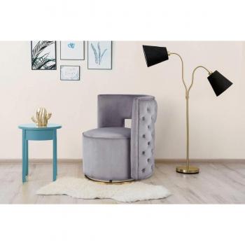 Eisen‑Rund Drehsessel Beverly 125 – Grau/Gold
