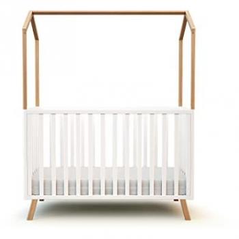 Lit évolutif AT4 pour bébé en bois Blanc et Hêtre Verni