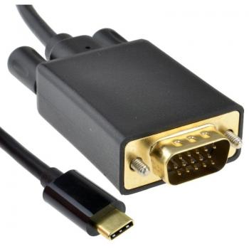 Premium USB 3.1 Type C to VGA Displayport Converter, 4K Ultra HD Video Output, 60Hz Frequency, Black, 1M Cable