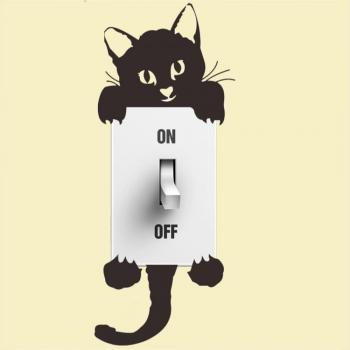 3 Pcs Cat Switch Stickers Mural Art