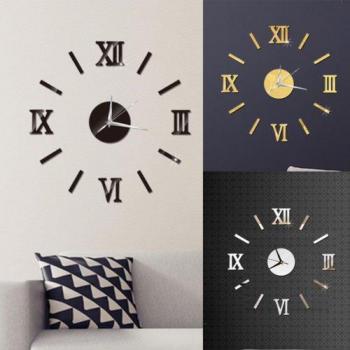 3D DIY Modern Crystal Mirror Wall Clock Vinyl Art Decals