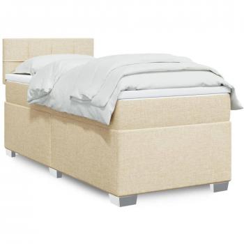 Sommier à lattes de lit avec matelas Crème 80x200 cm – tissu – vidaXL