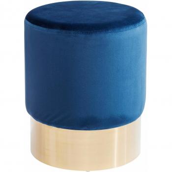 Kare Cherry Brass Polsterhocker, moderner Samt Hocker, rund, 35 cm, Blau-messing