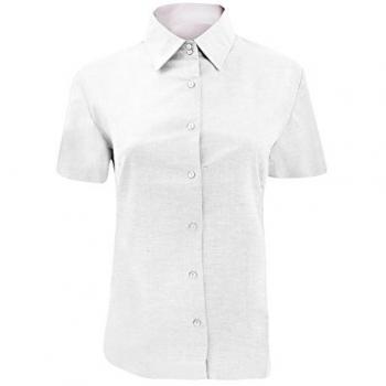 Camicia Oxford Donna 3XL Russell Bianco Maniche Corti Pronta per Uso Quotidiano