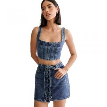 Midwash Lace Front Mini Skirt by Nasty Gal – Women's Size 4