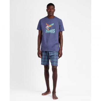 Pigiama Uomo Disney Skater Blu Maniche Corte L