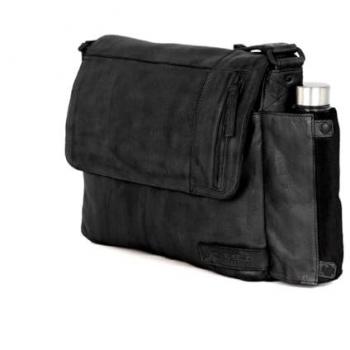 Spikes & Sparrow Taschen‑Messenger – 8 Liter, schwarzes Echtleder