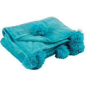 M&S Plaid 130x170 cm Turquoise Pompon – Pando