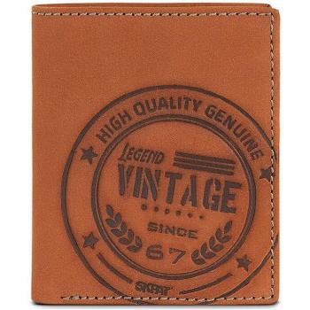 Cartera de hombre Vintage de piel con bloqueo Rfid en color marrón
