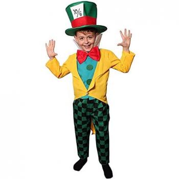 World Book Day Mad Hatter Costume (Green Hat, Yellow Jacket, Turquoise Top)