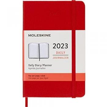 Moleskine 2023 Daily Planner, Scarlet Red, Pocket Size
