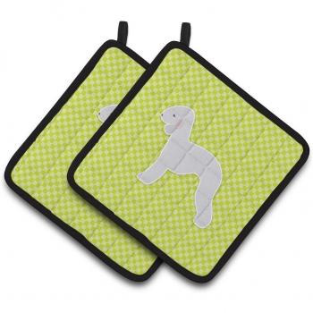 Caroline's Treasures Green Bedlington Terrier Pair of Pot Holders