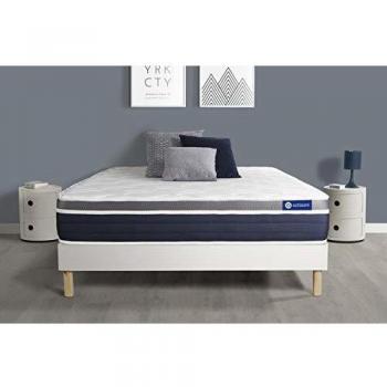 Matelas 90x200cm Maxi épaisseur + sommier KIT Blanc