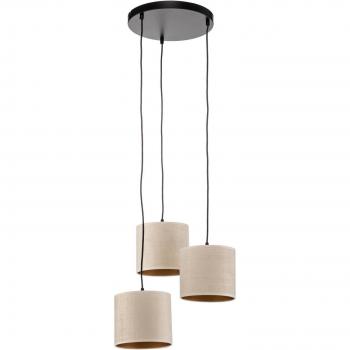 Jari Fabric Hanging Light 3-Bulb White/Gold