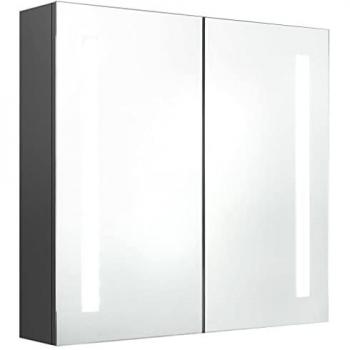 Armadietto Bagno con Specchio e LED Grigio 62x14x60 cm cod mxl 61412