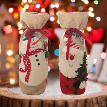 Décoration de Noël bonhomme de neige pour bouteille de vin