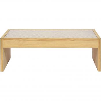 Table Basse Naan en Bois Naturel avec Plateau en Verre 98x36x61 cm