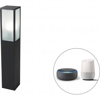 Black Ribbed Glass Outdoor Lamp 80 cm Wi‑Fi A60 – Charlois Smart Stand