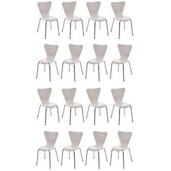 Chaises Calisto 16 pièces – Empilables et Modernes, Confort Ergonomique, Piètement Chromé – Blanc