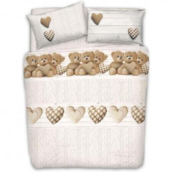 Copri Letto Piquet in Cotone 100% con Disegno Nuovo Orsetti Blu, 1.5 Piazze
