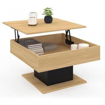 Mesa de centro cuadrada elevable de madera color negro Eden
