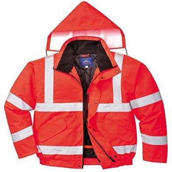 Portwest S463RERXXL Hi-Viz Bomber Coat, Regular Cut, Extra Extra Large, Red
