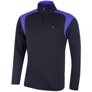 Island Green Men’s Black & Estoril Blue Contrast Shoulder Panel Mid Layer – Size Large (IGMID1828)