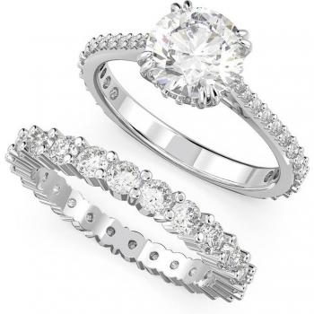 Anillo Swarovski Constella, Talla 58, Baño de rodio, Cristales y circonitas