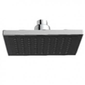 Soffione doccia quadrato 16x16 cm in ABS argento-nero cromato Serie Square
