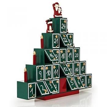 Spielwerk® Calendario dell'avvento in legno riutilizzabile con cassettini da riempire