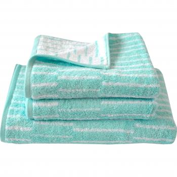 Dyckhoff Set „Cool Mint Panels“ – 3‑teilig: 2 Handtücher 50 × 100 cm + 1 Badetuch 70 × 140 cm (Walkfrottier)