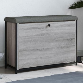 Banco zapatero con cajón gris Sonoma 82x32x56 cm