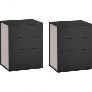 Tables de Nuit VASAGLE – Deux unités, 3 tiroirs chacune – Noir