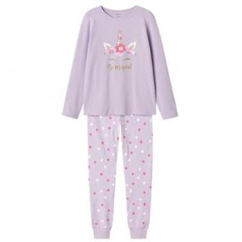 NAME IT Mädchen Pyjama Set Langarm Pastell-Flieder Regular Fit 146/152