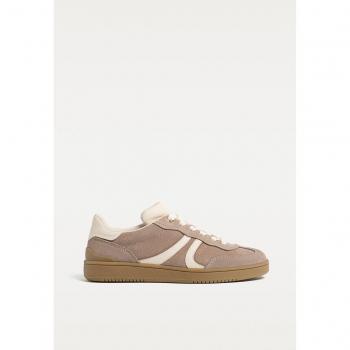 Stradivarius Beigeneutrales Leder-Sneaker-Set Größe 40