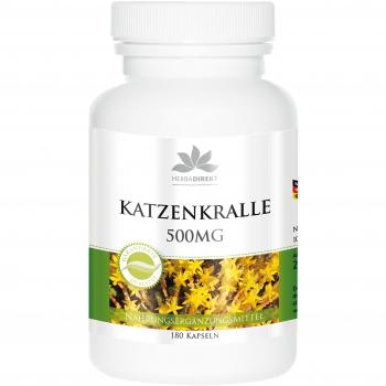 Cat’s Claw 500 mg – Katzenkralle Kapseln – 180 Stück – vegan – herba direkt