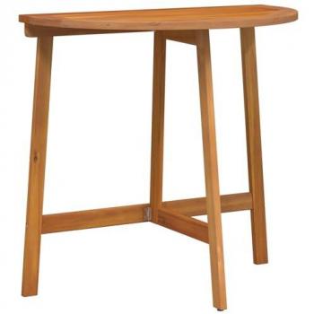 Solid Acacia Folding Garden Table, Half‑Round, 78×46×75 cm