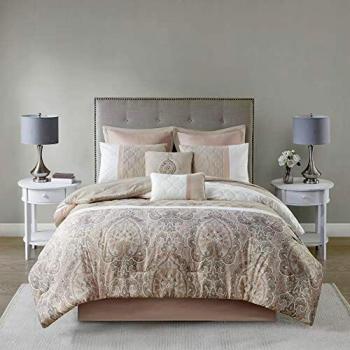 10 DESIGN Microfiber Down Alternative Comforter with Shams, Blush, Cal King