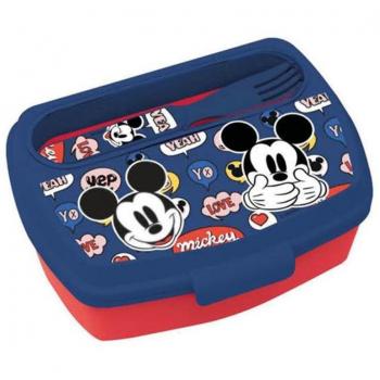 Portamerenda Mickey Mouse con forchetta e cucchiaio