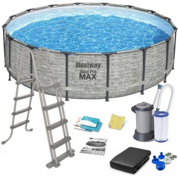 Piscine Hors Sol Tubulaire Bestway Steel Pro Max 549x122 cm avec Accessoires et Filtration